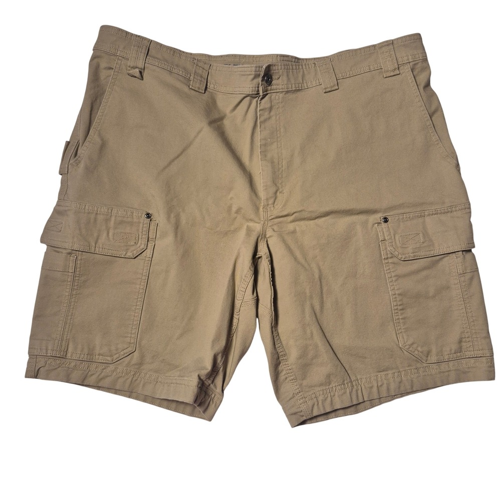 Duluth Trading Flex Fire Hose Cargo Shorts Mens 44 Khaki Utility Work